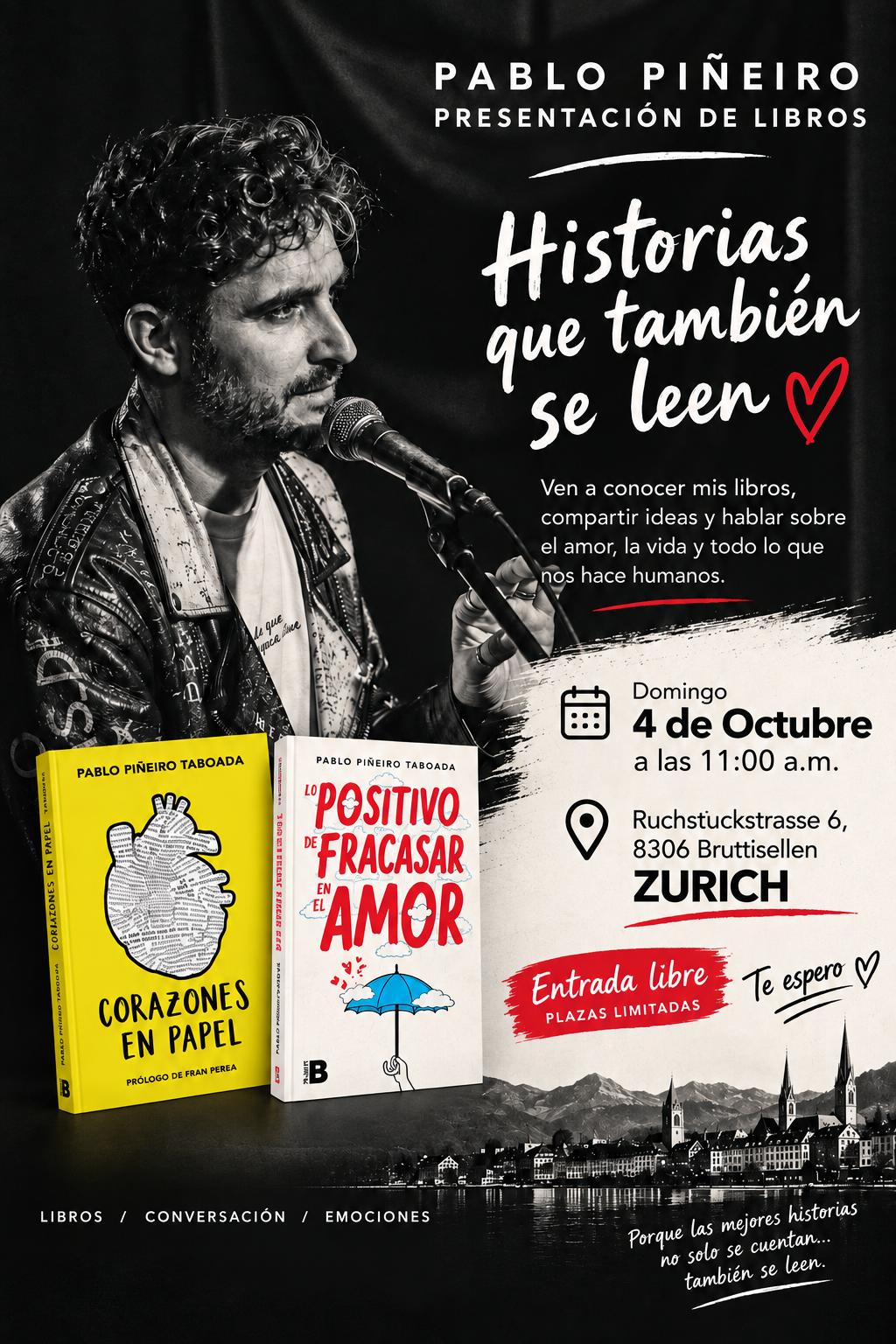 Flyer del encuentro con Pablo Piñeiro en Zürich